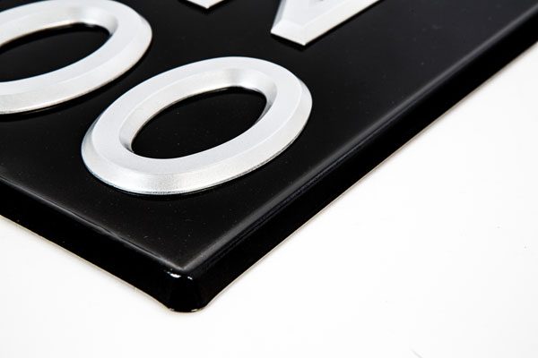 3 ⅛” Silver Raised Digit Square Number Plate - Classic Spares