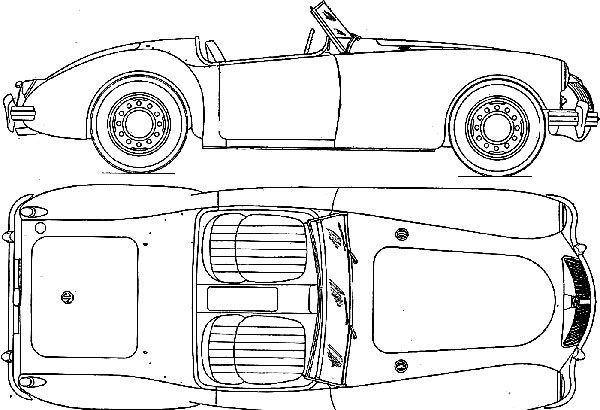 MGA Line Drawing - MGA Tailor-Made Indoor Car Cover - Classic Spares